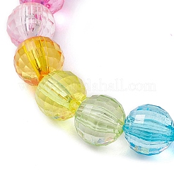 7.5mmファセットラウンド透明アクリルビーズストレッチブレスレット  女の子向けのレインボーカラーの子供用ブレスレット  カラフル  内径：1-5/8インチ（4cm）  7.5mm&nbsp;BJEW-JB10249-02