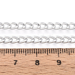 アルミカーブチェーン  溶接されていない  スプールで  プラチナ  5x3.5x1mm  約328.08フィート（100m）/ロール&nbsp;CHA-N004-07P
