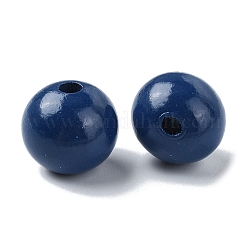 木製大穴ヨーロピアンビーズ  ラウンド  ダークブルー  19~20x18mm  穴：4.2mm&nbsp;WOOD-D027-01E