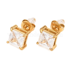 304 Stainless Steel Micro Pave Cubic Zirconia Stud Earrings&nbsp;EJEW-Z165-01G-01