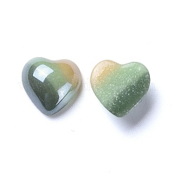 不透明ガラスカボション  縞模様  ハート  カラフル  9.5~10x10x4mm&nbsp;GGLA-S038-08D-10x10