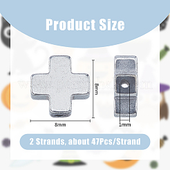 2 Strands Grade A Electroplate Non-magnetic Synthetic Hematite Cross Beads Strands&nbsp;G-DC0001-32