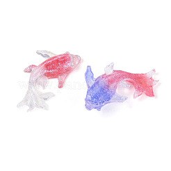 蓄光透明樹脂カボション  魚  グリッターパウダー付き  暗闇で光る  ミックスカラー  15x8x3.5mm&nbsp;RESI-N047-01