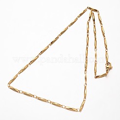304ステンレススチールリンクバーチェーンネックレス  カニカン付き  多面カット  ミックスカラー  17.2インチ（43.7cm）&nbsp;NJEW-O066-17