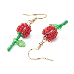 Grade A Round Glass Seed Beads Flower Dangle Earrings&nbsp;EJEW-MZ00451