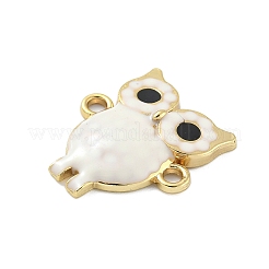 Rack Plating Brass Enamel Owl Connector Charms&nbsp;KK-A234-027G