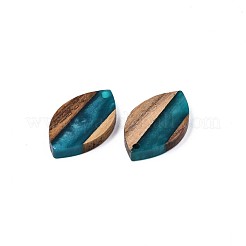 樹脂＆ウォールナットウッドペンダント  ツートン  馬の目  ティール  26x15x2.5mm  穴：2mm&nbsp;RESI-S389-074
