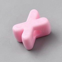 アクリルヨーロピアンビーズ  大穴ビーズ  ピンク  文字x  20~21x8.5~20.5x13.5mm  穴：6mm&nbsp;OACR-WH0050-09X