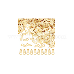 真鍮チェーンタブ300個  チェーン延長コネクター  ティアドロップ  18KGP本金メッキ  8x35x0.3mm  穴：0.9mmと1.8mm&nbsp;FIND-BC0013-88