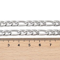 変色しないファッショナブルな304ステンレススチール製フィガロチェーンネックレス（男性用）  カニカン付き  ステンレス鋼色  21.65インチ（55cm）  6mm&nbsp;X-STAS-A028-N017P