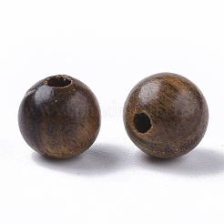 天然木のビーズ  ワックスをかけられた木製のビーズ  染色されていない  ラウンド  ココナッツブラウン  6mm  穴：1.4mm&nbsp;X-WOOD-S666-6mm-03