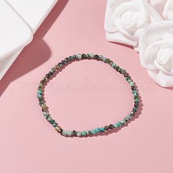 女の子の女性のための3mmの天然アフリカンターコイズ（ジャスパー）ビーズストレッチブレスレット  内径：2-1/4インチ（5.65cm）  ビーズ：3mm&nbsp;BJEW-JB07284-05