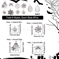 54Pcs 9 Styles Halloween Jewelry Tibetan Style Alloy Pendants&nbsp;FIND-SC0004-40