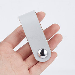 Puの革ドアハンドル  キャビネットドアストラップ交換用アクセサリー  銀  141x24.5x3.5mm  穴：3.5mm  24x7.5&nbsp;FIND-WH0052-52B