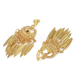 ボヘミア亜鉛合金クリップオンイヤリング  女性のためのシャンデリアのピアス  ゴールドカラー  70x24mm&nbsp;EJEW-C089-01J-G