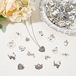 120Pcs 12 Styles Mother's Day Tibetan Style Alloy Pendants&nbsp;FIND-WR0011-46