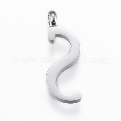 変色しにくい304ステンレススチールペンダント  頭文字  文字.s  ステンレス鋼色  18x6.5x2mm  穴：2mm&nbsp;STAS-F129-S-P