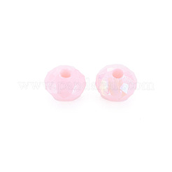不透明なアクリルビーズ  ABカラーメッキ  ファセットロンデル  ピンク  6mm  穴：1.5mm  約6200個/500g&nbsp;MACR-Q239-018C-01