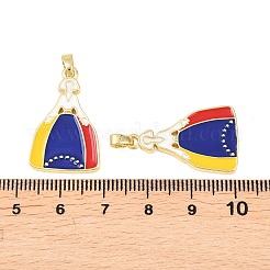 真鍮製エナメルペンダント  女王のチャーム  長持ちメッキ  ラックめっき  鉛フリー＆カドミウムフリー  ゴールドカラー  カラフル  26x16x2.5mm  穴：5x2.5mm&nbsp;KK-F931-15G