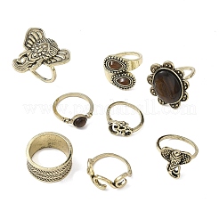 合金とアクリルの指輪セット  アンティーク黄金  8~28mm  内径: 17~8 1/2(18.5mm)mm&nbsp;RJEW-Z119-01AG
