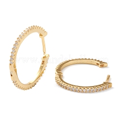 Brass Micro Pave Clear Cubic Zirconia Huggie Hoop Earrings&nbsp;EJEW-H109-05G