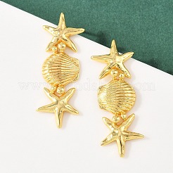 Ocean Theme Brass Dangle Stud Earrings&nbsp;EJEW-F400-04E-G