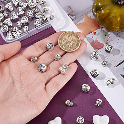 50Pcs 5 Styles Tibetan Style Zinc Alloy Beads&nbsp;FIND-GA0007-18