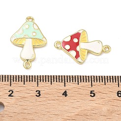 秋の真鍮エナメルキノコリンクコネクタチャーム  ゴールドカラー  ミックスカラー  22x14x2.5mm  穴：1.2mm&nbsp;KK-K417-03B-G