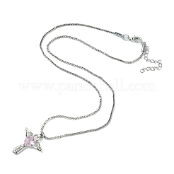 Cubic Zirconia Fairy with Heart Pendant Necklace with Box Chains&nbsp;NJEW-C004-01D