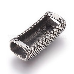 304ステンレススチールスライドチャーム  長方形  アンティークシルバー  38x16x10mm  穴：7x13mm&nbsp;STAS-E454-31AS