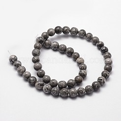 天然地図石/ピカソ石/ピカソジャスパービーズ連売り  ラウンド  10~11mm  穴：1mm  約37個/連  14.9インチ〜15.1インチ&nbsp;G-G735-27-10mm