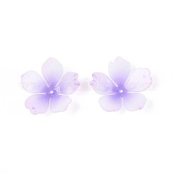花のアクリルビーズキャップ  DIYのジュエリーには  ライラック  28x28x8~10mm  穴：1.6mm&nbsp;X-SACR-T017-51F