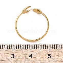 304ステンレススチール指輪  女性用オープンカフリング  ゴールドカラー  月と太陽  usサイズ7 1/2(17.7mm)  1.5~7mm&nbsp;X-AJEW-Z009-02B-G