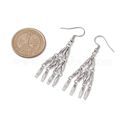 変色しない304ステンレススチールリンクバーダングルイヤリング  タッセルピアス  ステンレス鋼色  55x18mm&nbsp;EJEW-JE05964-02
