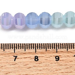 電気メッキガラスビーズセット  ロンデル  多面カット  コーンフラワーブルー  8~8.5x6~6.5mm  穴：1.2mm  約50個/連  12.72''（32.3センチメートル）&nbsp;EGLA-G039-09A-05