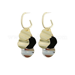 Baking Paint Alloy Flat Round Dangle Stud Earrings&nbsp;FS-WG6B37E-01