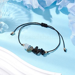 宝石編みビーズ ブレスレット  ブラック  内径：3インチ（7.5cm）&nbsp;BJEW-JB11013-05