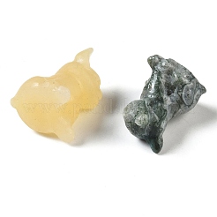 天然および合成混合宝石彫刻犬の置物  自宅オフィスデスクトップ風水装飾  21~23x19.5~22.5x30mm&nbsp;DJEW-M015-10