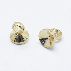 真鍮製のビーズキャップベイル  フラットラウンド  長持ちメッキ  ニッケルフリー  18KGP本金メッキ  4x3.5mm  穴：2mm&nbsp;X-KK-G331-03G-NF