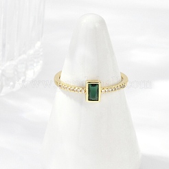 Brass Micro Pave Cubic Zirconia Cuff Rings&nbsp;RJEW-S400-16B-G