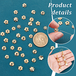 100 個 10 スタイル真鍮ビーズキャップ  花  14KGP本金メッキ  7~8.5x7~8.5x2~3.5mm  穴：1~1.8mm  10個/スタイル&nbsp;KK-PH0006-60