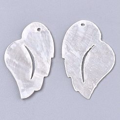 ナチュラルカピスシェルペンダント  ウイング  リネン  35x21x1~1.5mm  穴：1.6mm&nbsp;SHEL-N026-97