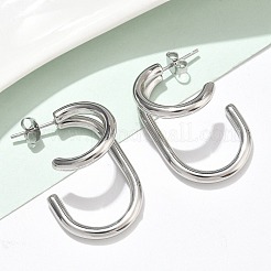 304 Stainless Steel Two-layer C-Shaped Stud Earrings&nbsp;EJEW-Z098-18P