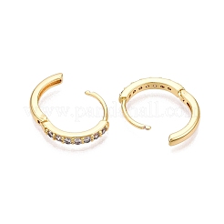 Ring Brass Micro Pave Cubic Zirconia Hoop Earrings for Women&nbsp;EJEW-N054-56G