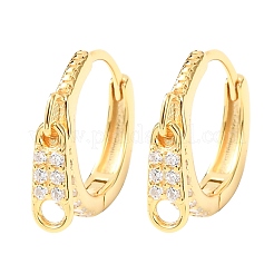 Zipper 925 Sterling Silver Micro Pave Clear Cubic Zirconia Hoop Earrings&nbsp;EJEW-K317-01G