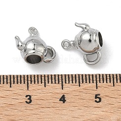 304ステンレススチールチャーム  ティーポット  ステンレス鋼色  12.5x13.5x7.5mm  穴：1.2mm&nbsp;STAS-F341-16P
