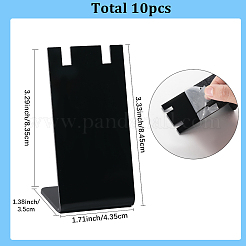L字型アクリル製シングルダングルイヤリングディスプレイスタンド10個  長方形  ブラック  8.5x4.4x3.5x8.2cm&nbsp;ODIS-SC0001-07
