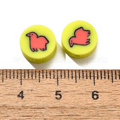 手作り樹脂粘土ビーズ  フラットラウンド  恐竜  ミックスカラー  10x5mm  穴：1.7mm&nbsp;CLAY-R006-04