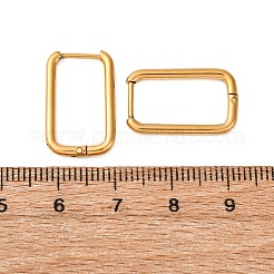 201 ステンレススチールフープピアス  316サージカルステンレススチールピン付き  18KGP本金メッキ  長方形  20x12.5x2mm&nbsp;EJEW-Z127-01G-03