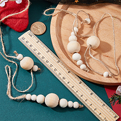 麻ロープナプキンリング2個セット  ウッドビーズナプキンホルダー飾り付き  レストランのディナーテーブルアクセサリー  バリーウッド  2mm  165~170セット/スタイル&nbsp;AJEW-GF0007-48